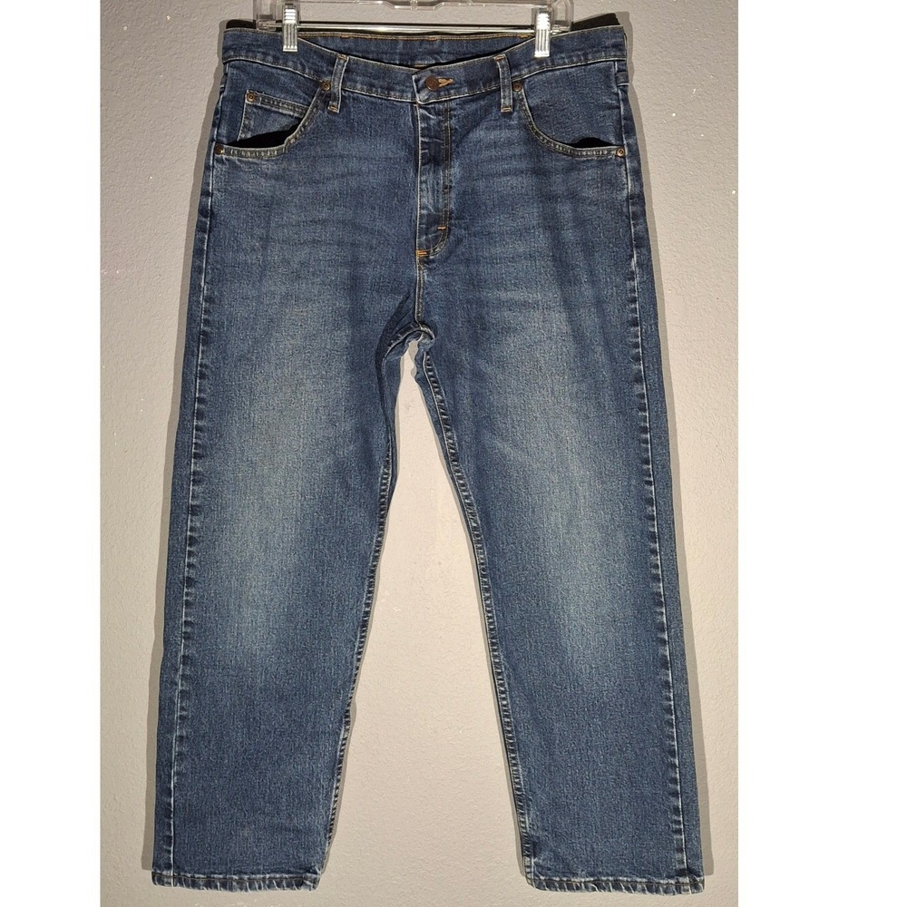 Wrangler Mens Five Star Premium Denim Straight Leg Jeans Blue 36x29